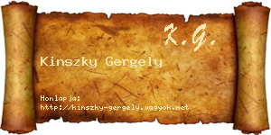 Kinszky Gergely névjegykártya